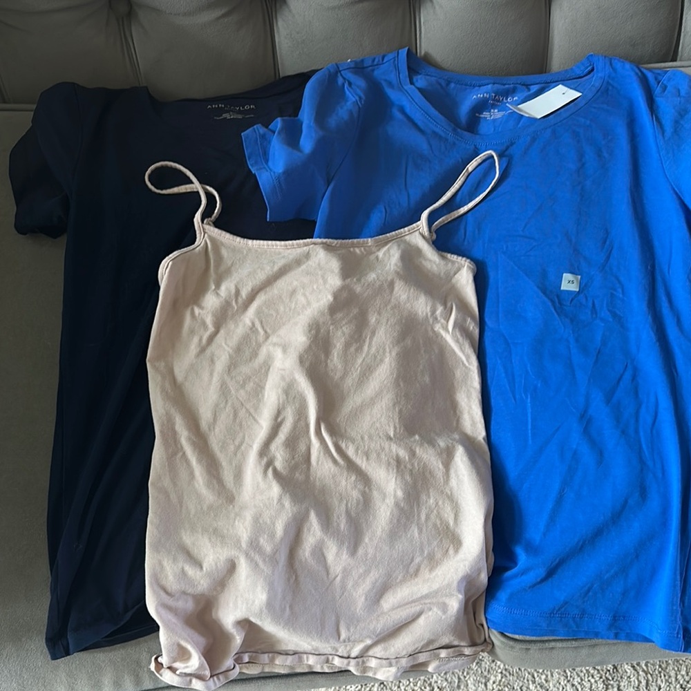 LOFT Blue Fitted Short Sleeve Tee